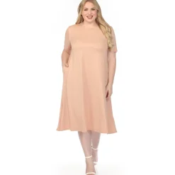 Women'sCrew Neck T-Shirt Dress - Rose Gold - Plus