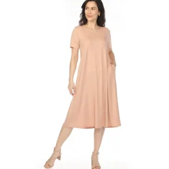 Women's Crew Neck T-Shirt Dress - Rose Gold