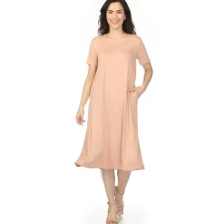 Women's Crew Neck T-Shirt Dress - Rose Gold
