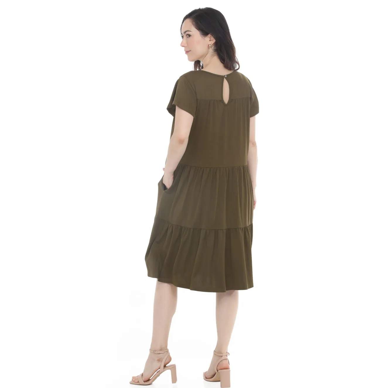 Women's Flutter Sleeve Ruffle Tiered Dress