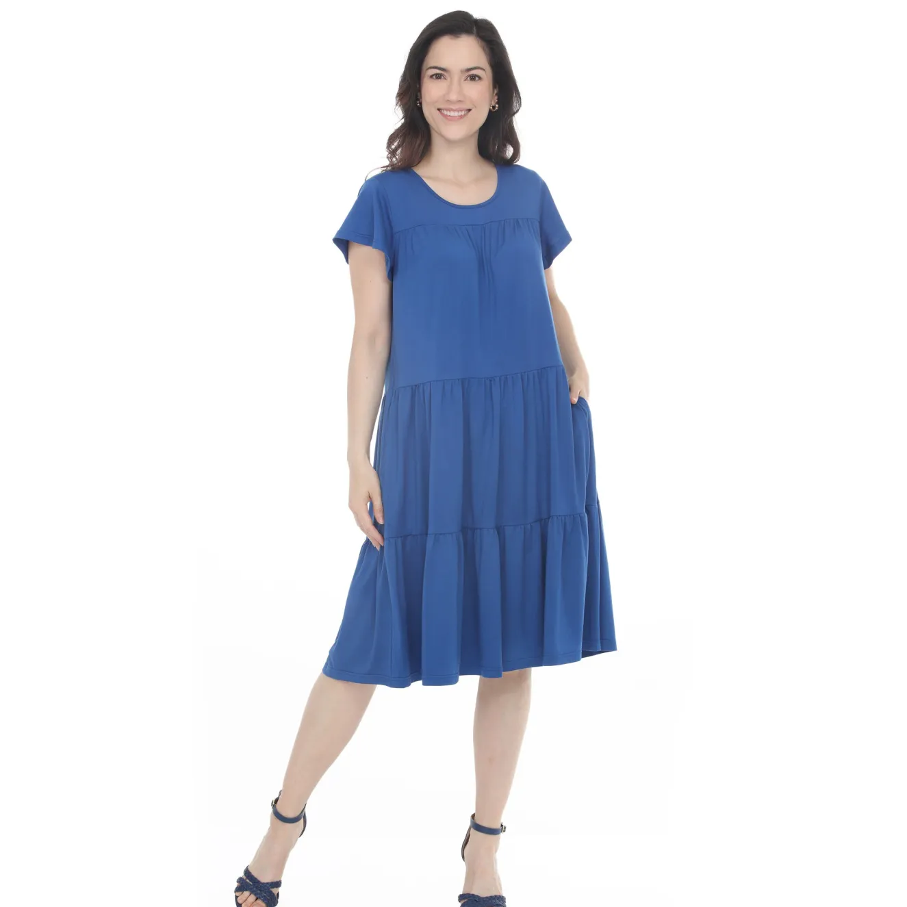 Women's Flutter Sleeve Ruffle Tiered Dress