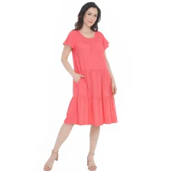 Women's Flutter Sleeve Ruffle Tiered Dress