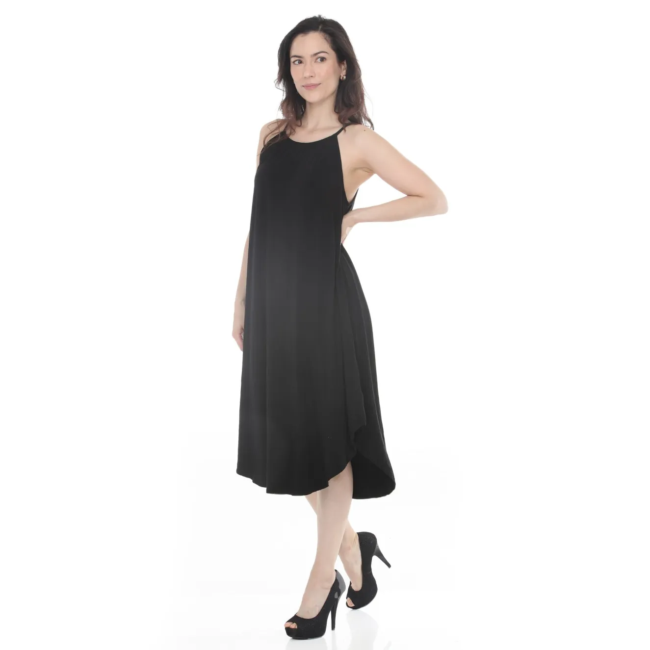 Women's Halter Neck Swing Midi Dress