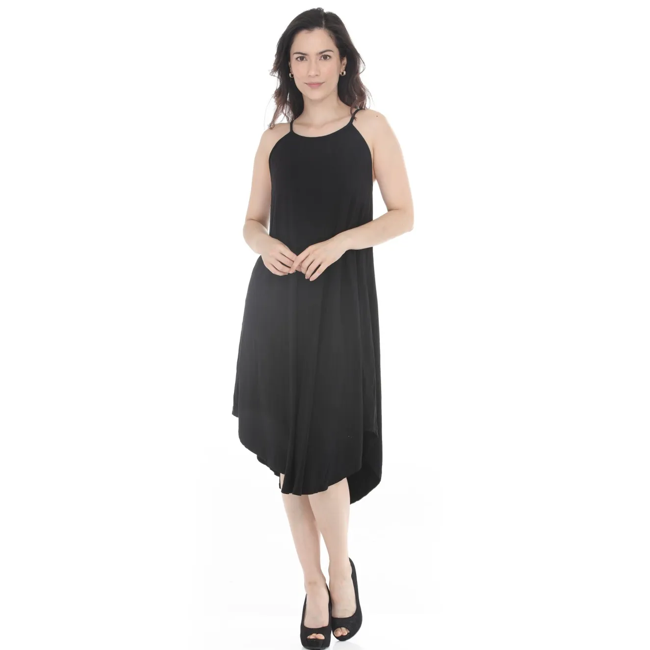Women's Halter Neck Swing Midi Dress