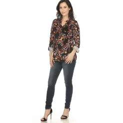 Women's Paisley Button Front Tunic Top