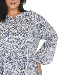 Women's Printed Peasant Blouse - Plus