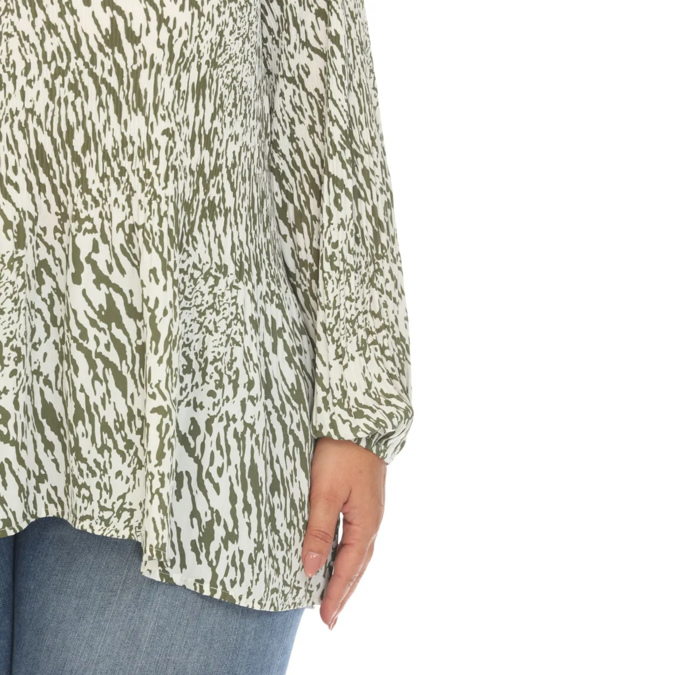 Women's Printed Peasant Blouse - Plus