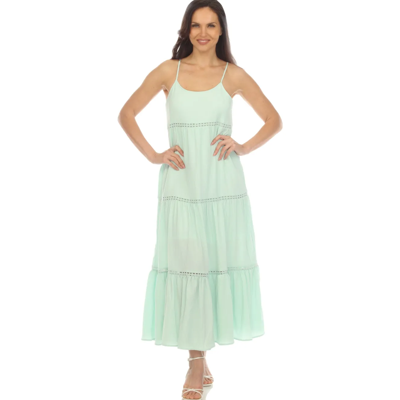 Women's Scoop Neck Tiered Maxi Dress
