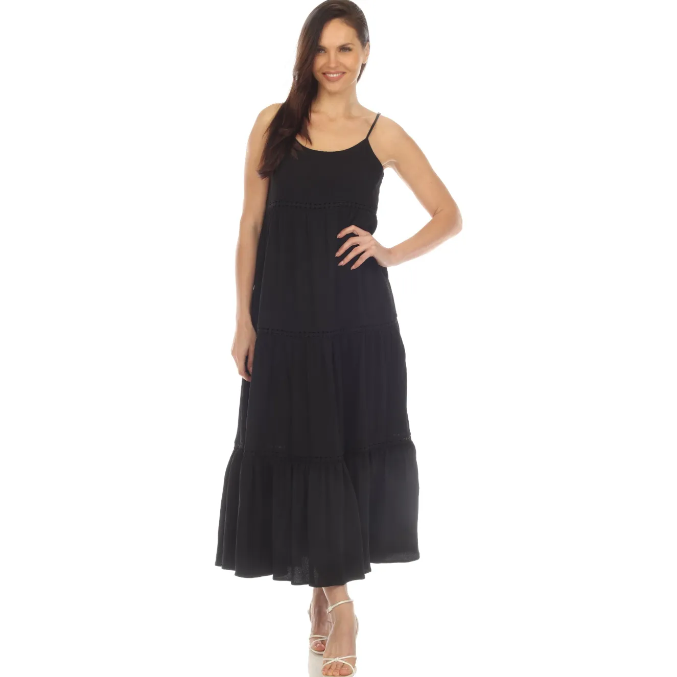 Women's Scoop Neck Tiered Maxi Dress
