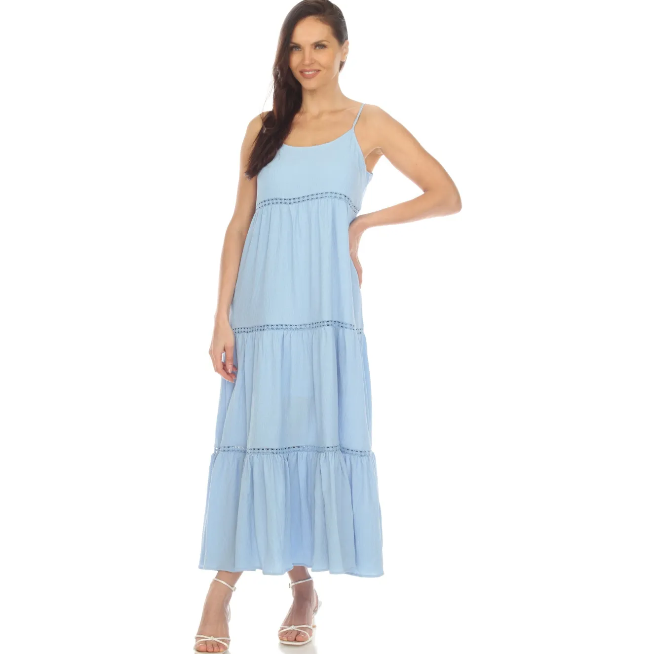 Women's Scoop Neck Tiered Maxi Dress