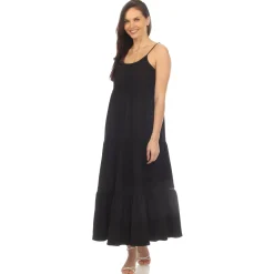 Women's Scoop Neck Tiered Maxi Dress - Plus
