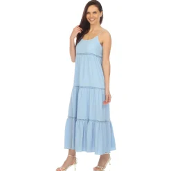 Women's Scoop Neck Tiered Maxi Dress - Plus