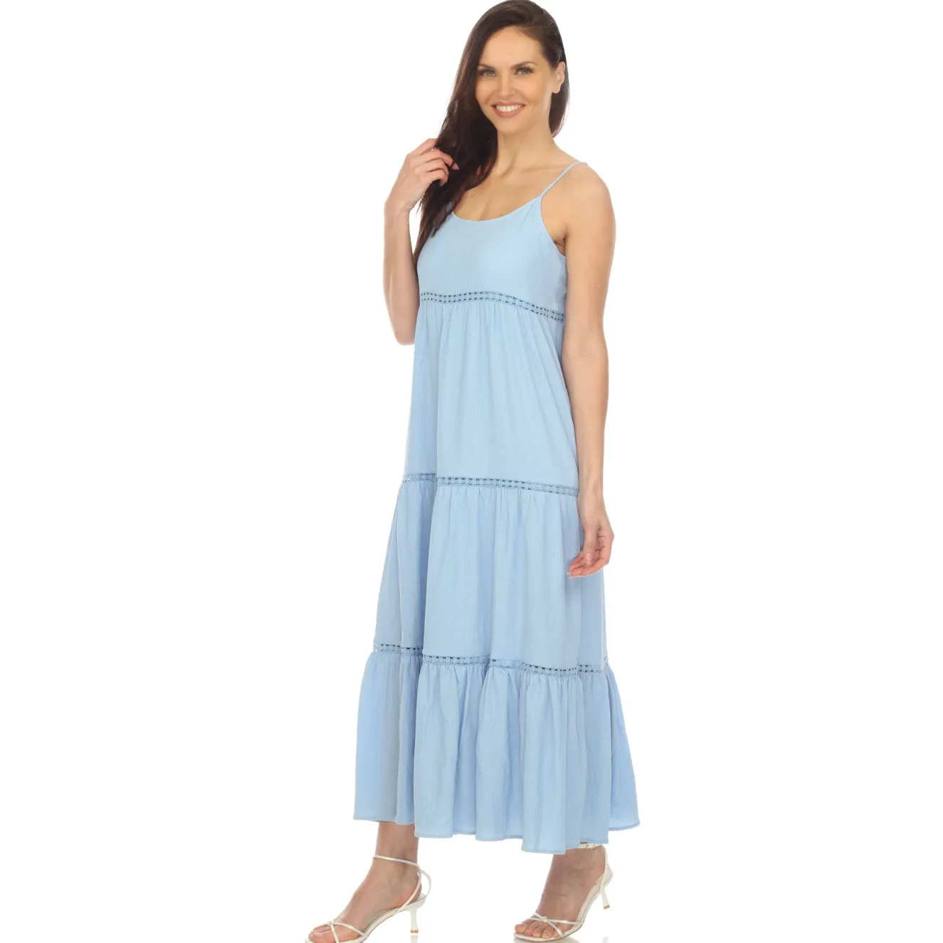 Women's Scoop Neck Tiered Maxi Dress - Plus
