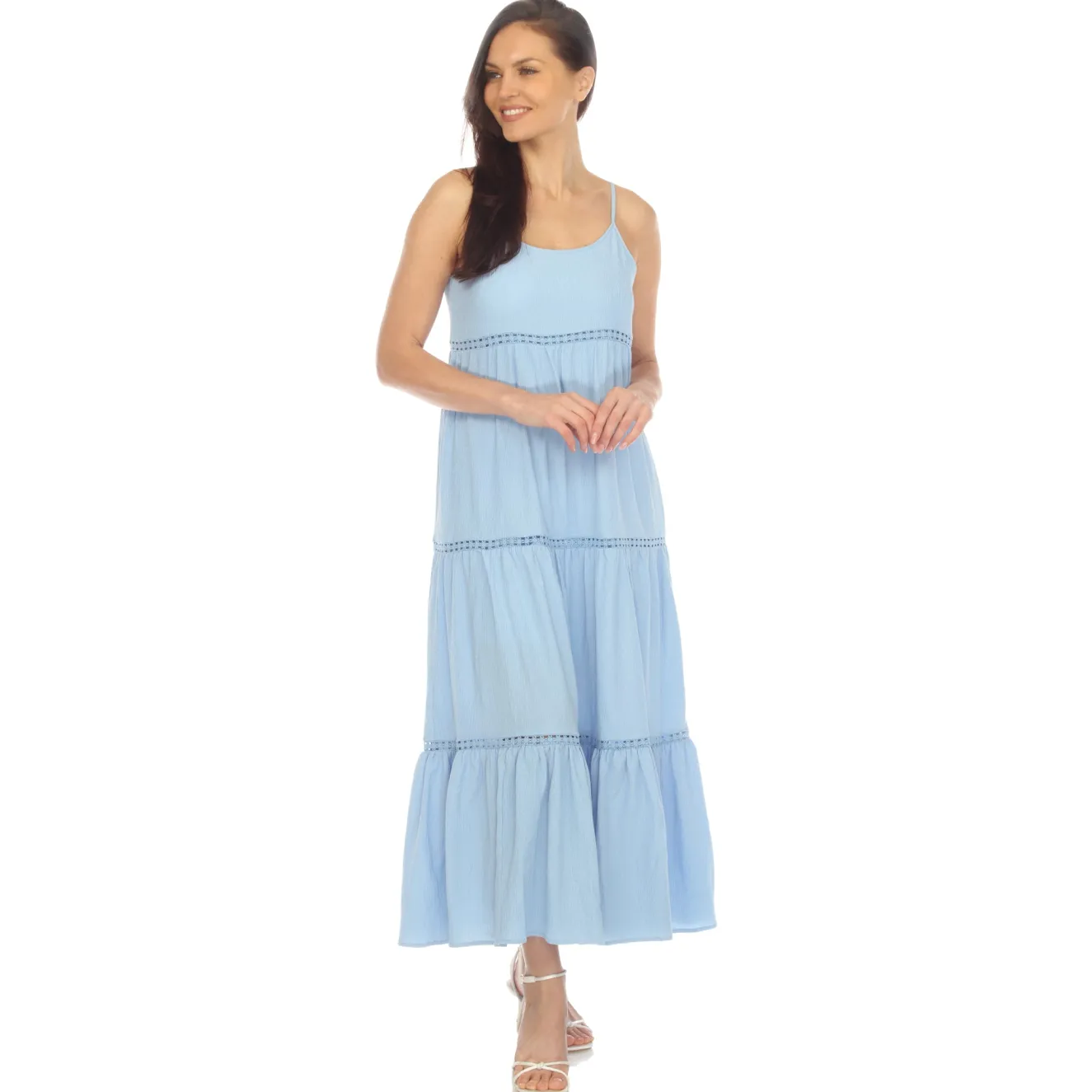Women's Scoop Neck Tiered Maxi Dress - Plus