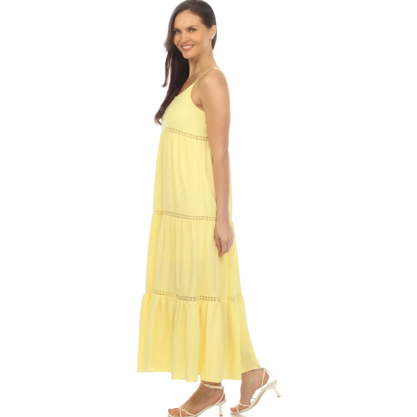 Women's Scoop Neck Tiered Maxi Dress - Plus