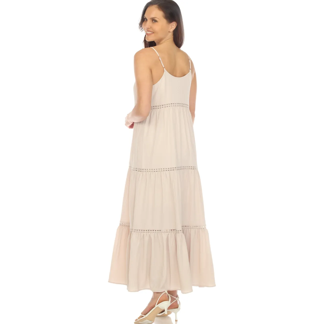 Women's Scoop Neck Tiered Maxi Dress - Plus