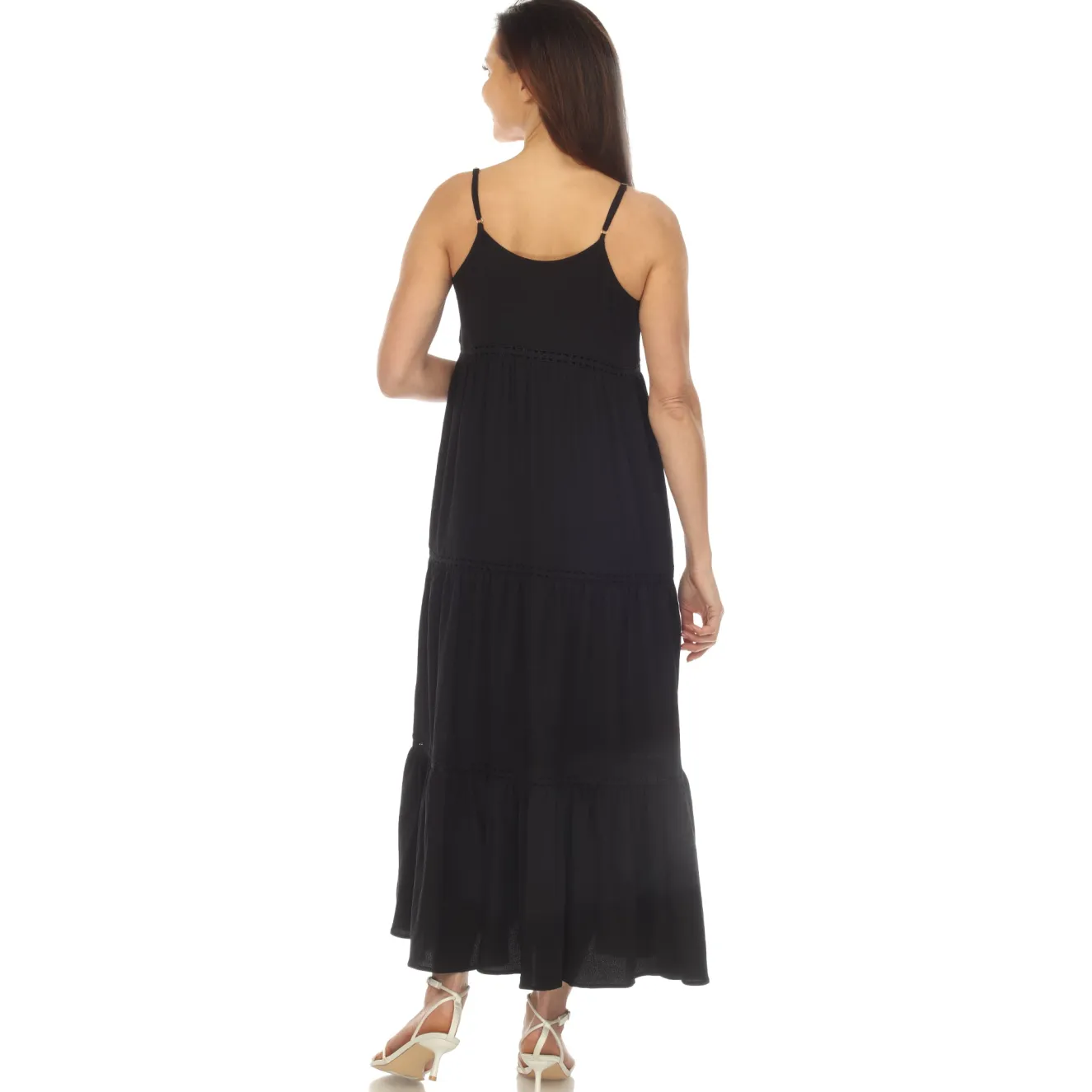 Women's Scoop Neck Tiered Maxi Dress - Plus