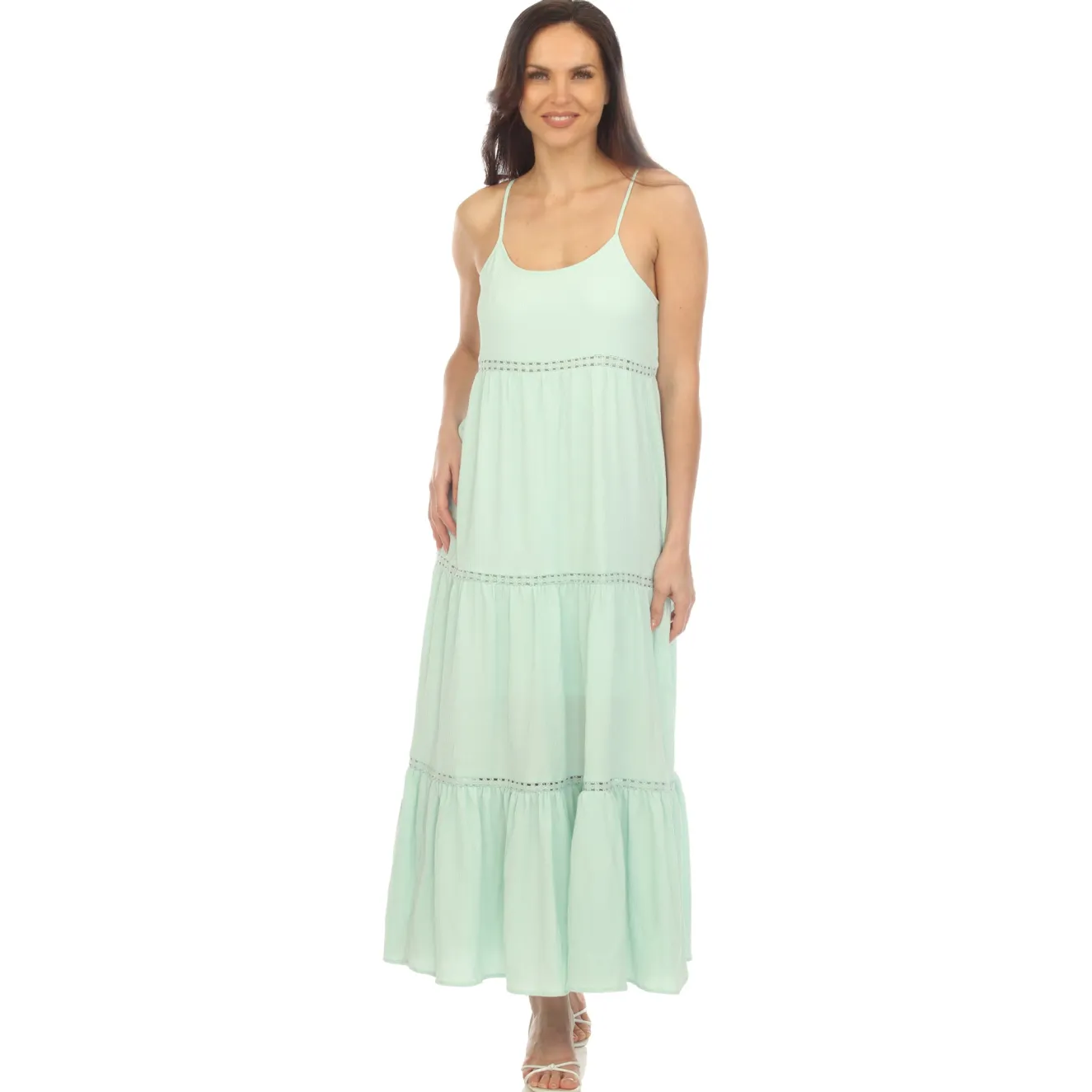Women's Scoop Neck Tiered Maxi Dress - Plus