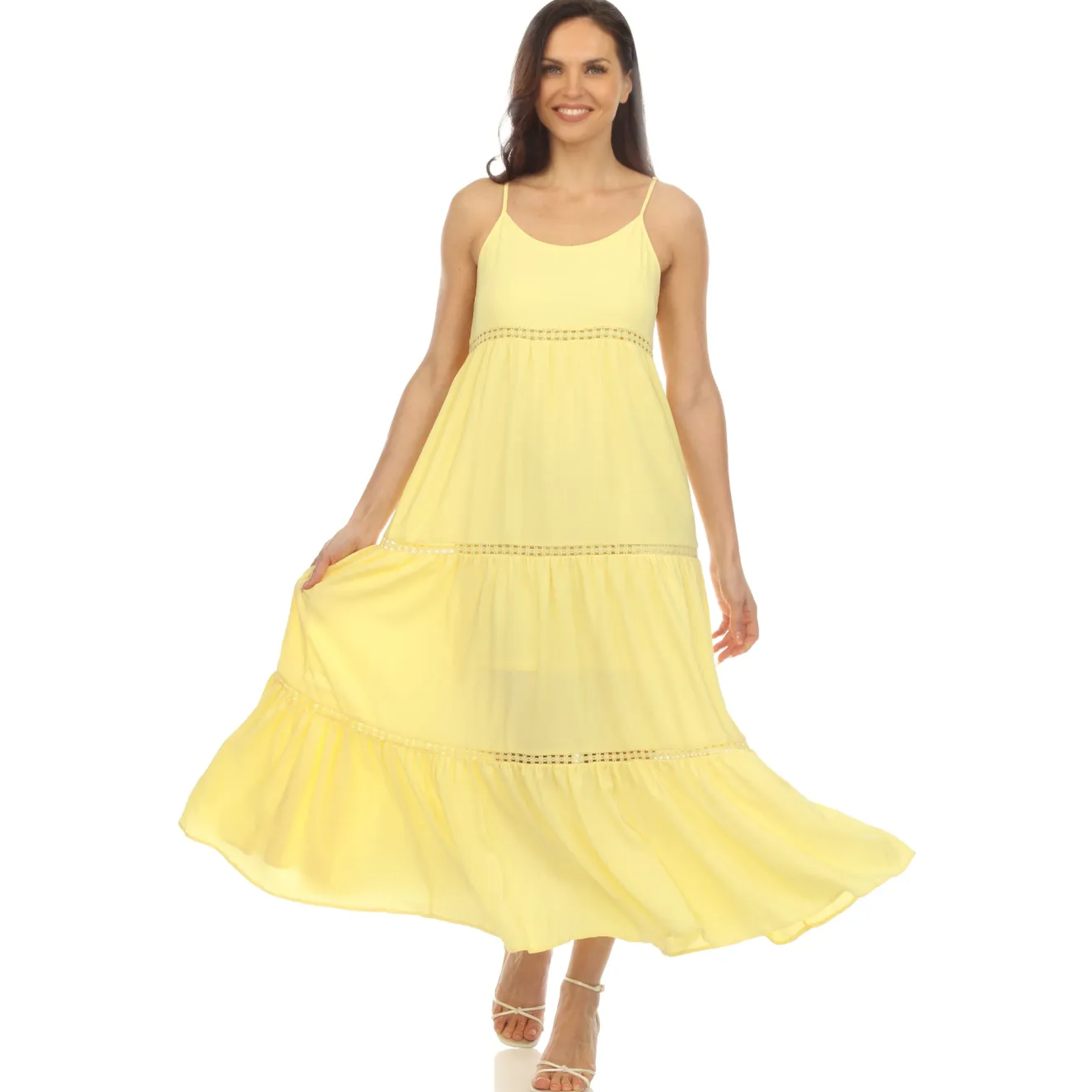 Women's Scoop Neck Tiered Maxi Dress - Plus