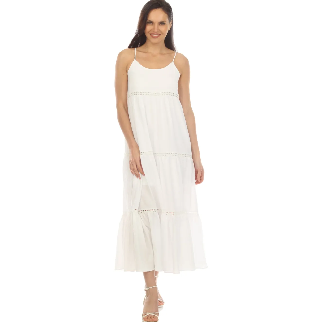 Women's Scoop Neck Tiered Maxi Dress - Plus