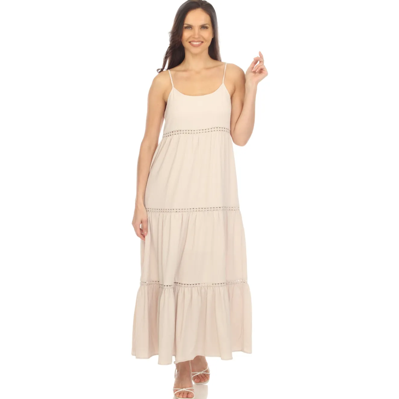 Women's Scoop Neck Tiered Maxi Dress - Plus