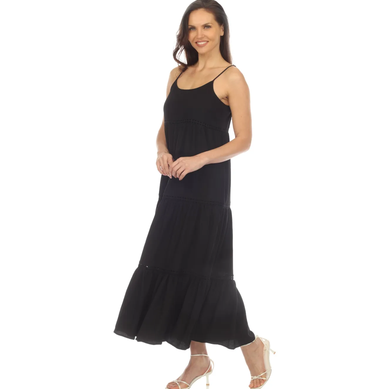 Women's Scoop Neck Tiered Maxi Dress - Plus