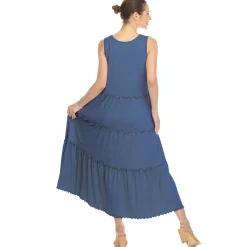 Women's Scoop Neck Tiered Midi Dress