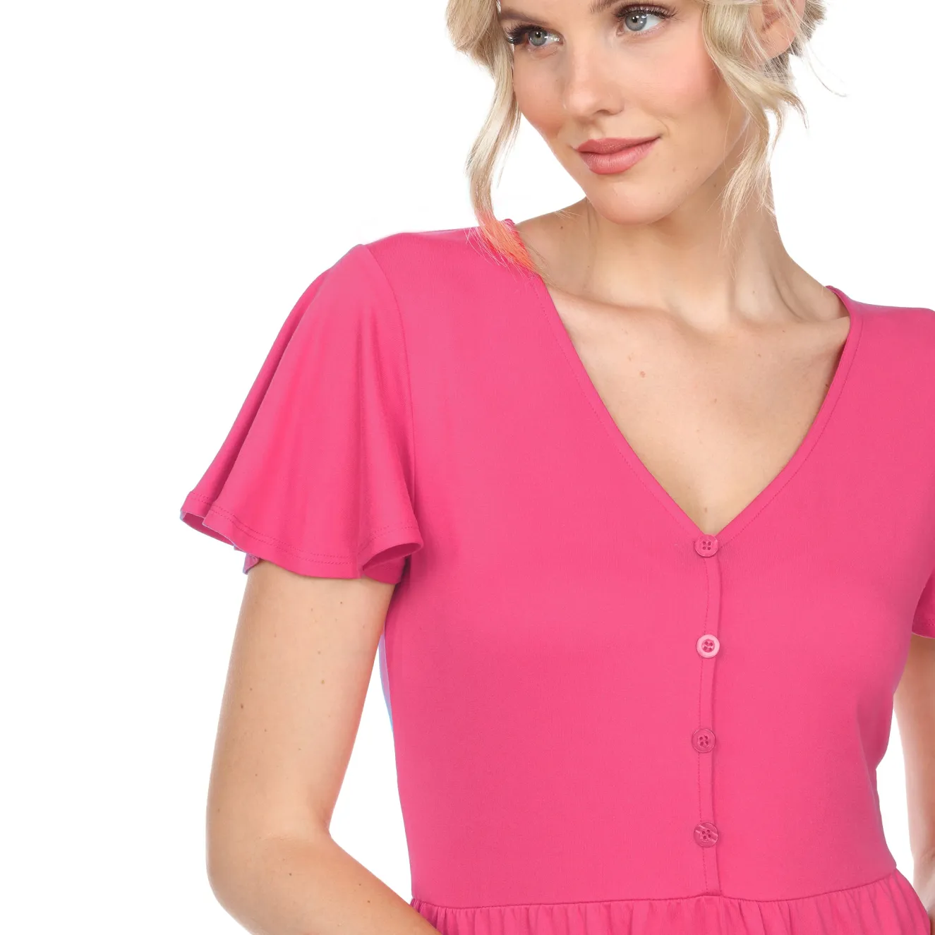 Women's Short Sleeve V-neck Tiered Dress