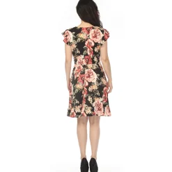 Women's V-Neck Empire Dress - Black