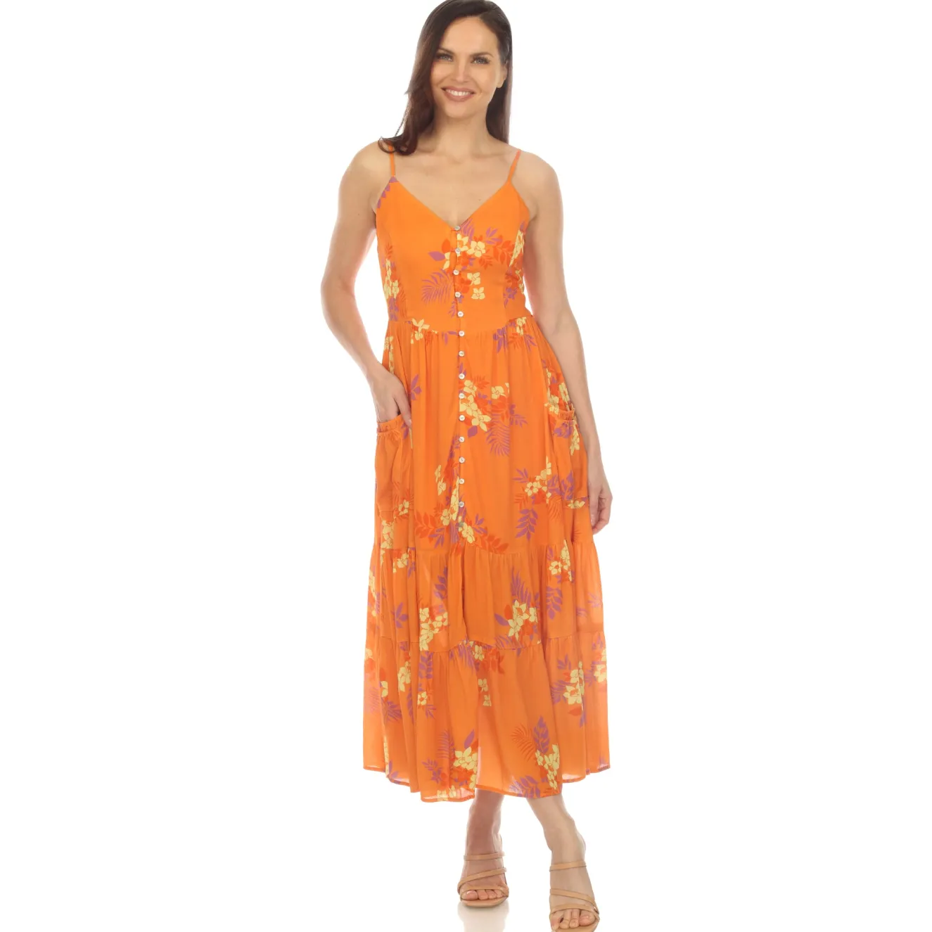 Women's V-Neck Floral Print Maxi Dress