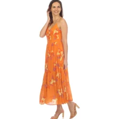 Women's V-Neck Floral Print Maxi Dress