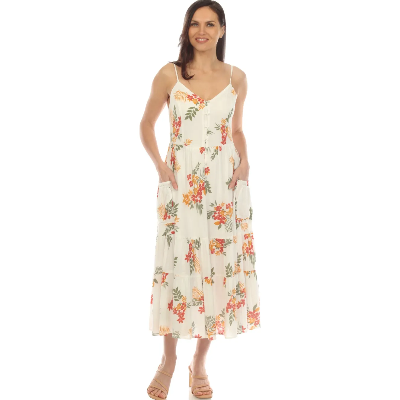 Women's V-Neck Floral Print Maxi Dress