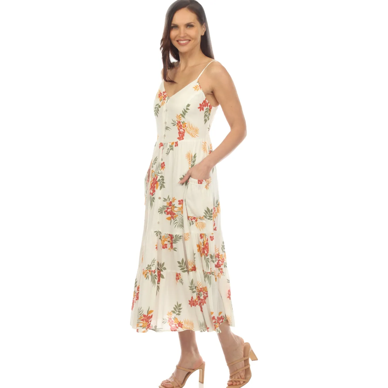 Women's V-Neck Floral Print Maxi Dress