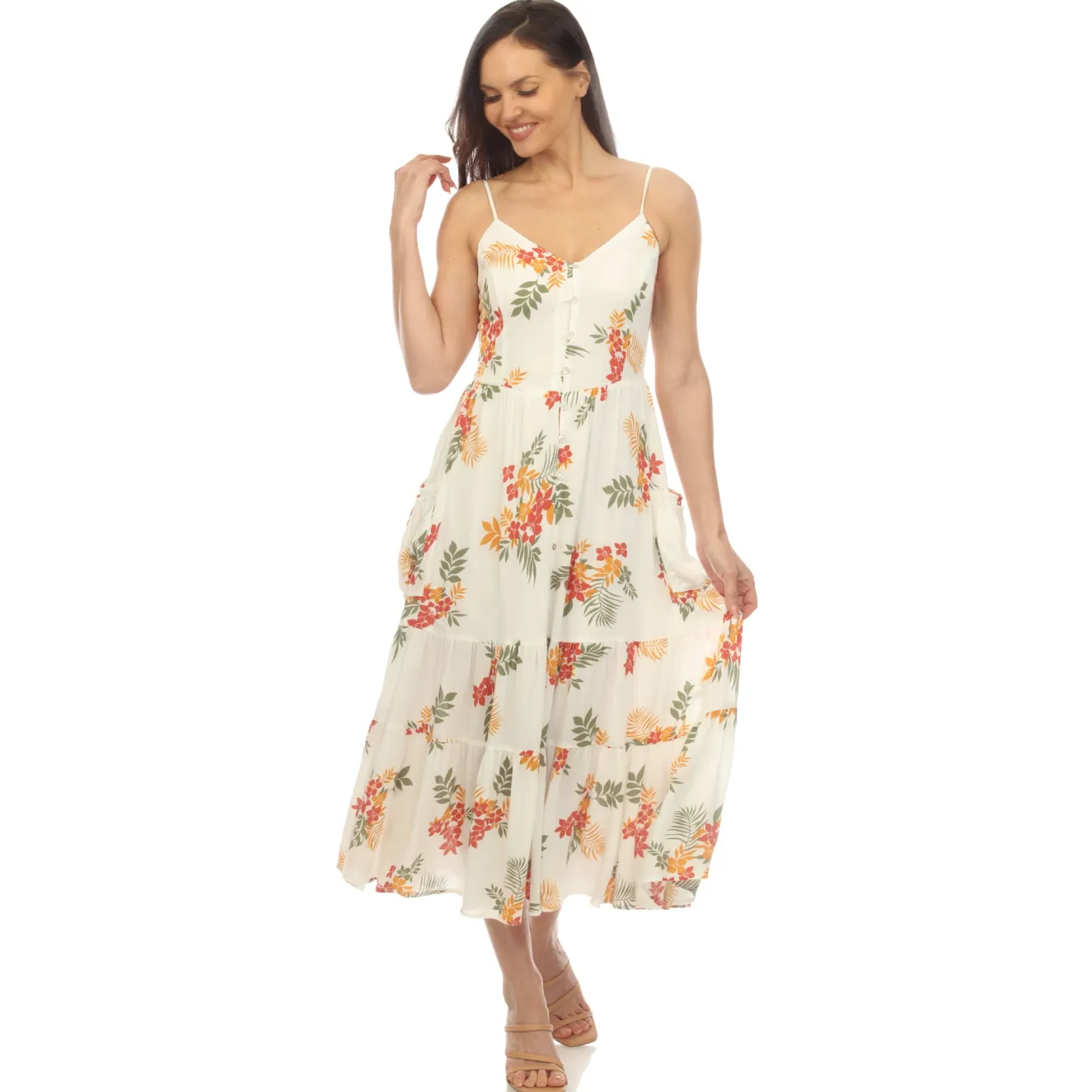 Women's V-Neck Floral Print Maxi Dress