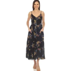 Women's V-Neck Floral Print Maxi Dress