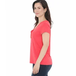 Women's V-Neck Front Tie Pullover Top
