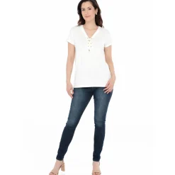 Women's V-Neck Front Tie Pullover Top