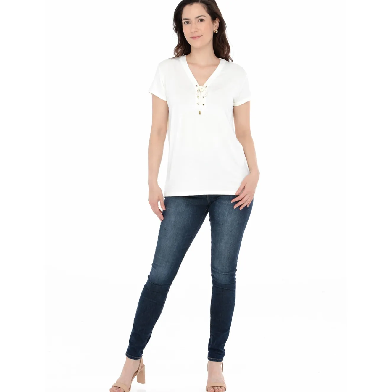 Women's V-Neck Front Tie Pullover Top