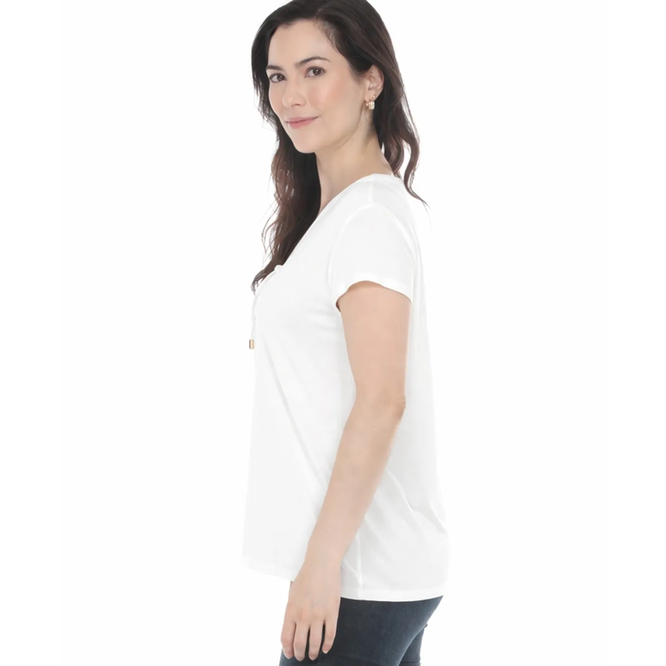 Women's V-Neck Front Tie Pullover Top