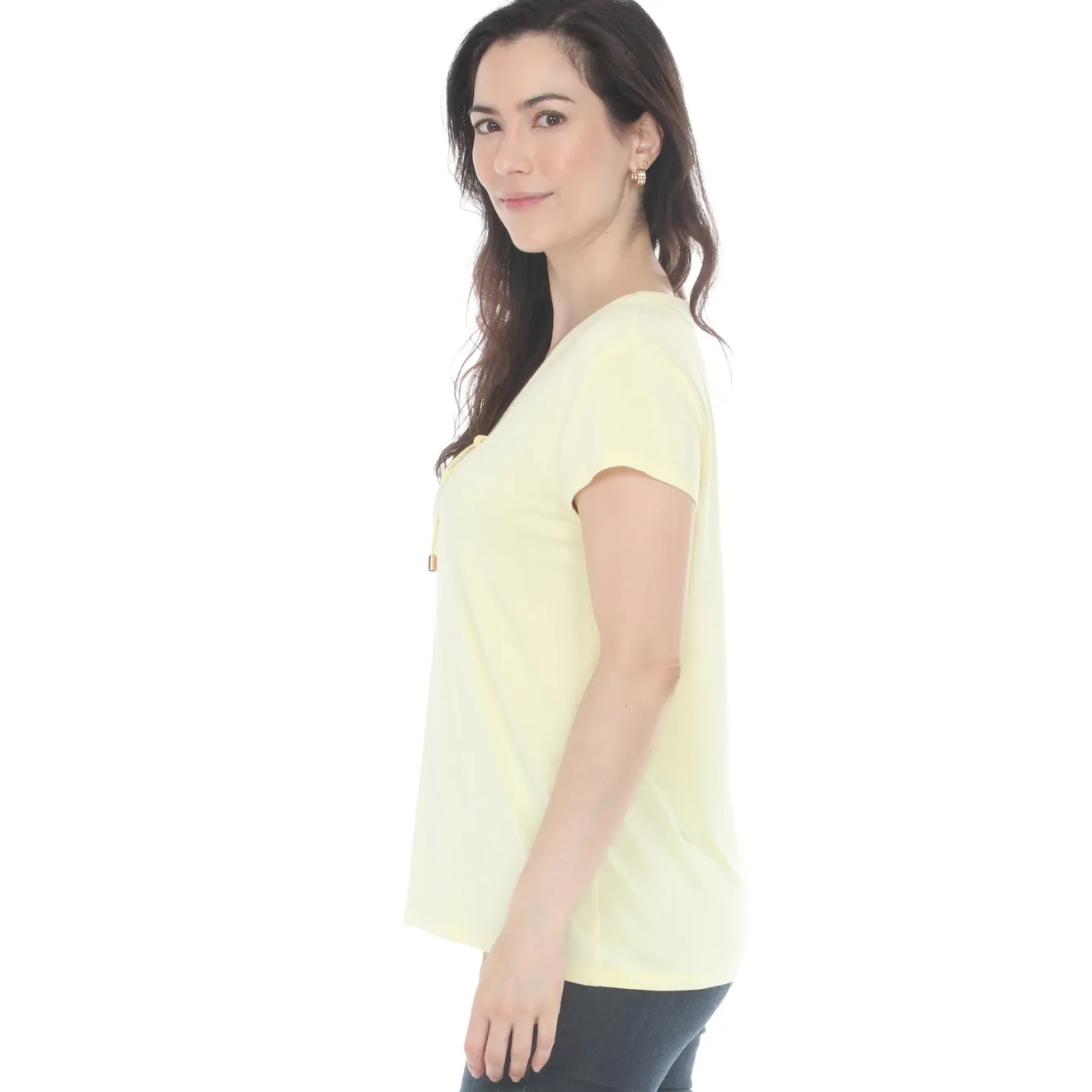 Women's V-Neck Front Tie Pullover Top