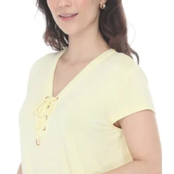 Women's V-Neck Front Tie Pullover Top