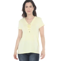 Women's V-Neck Front Tie Pullover Top
