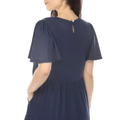Women's V-Neck Short Sleeve Dress - Navy