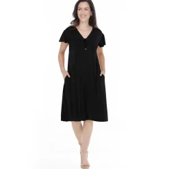 Women's V-Neck Tie Front Flutter Sleeve Shift Dress