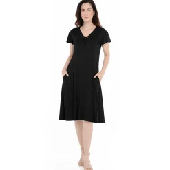 Women's V-Neck Tie Front Flutter Sleeve Shift Dress